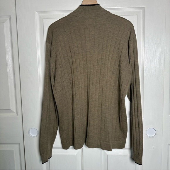 Patrick James XL 100% Fine Merino Wool Polo Sweater Mock Neck Brown Fall Staple - Picture 3 of 11